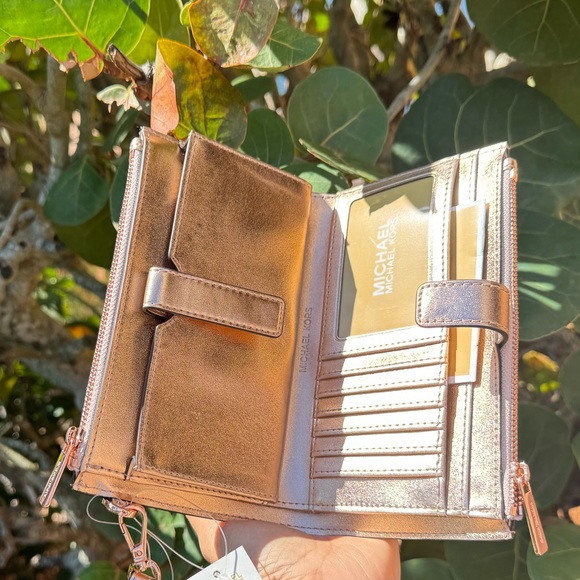 Michael Kors Jet Set Travel Large Chain Shoulder Tote Bag + Wallet MK Rose Gold - Picture 12 of 13